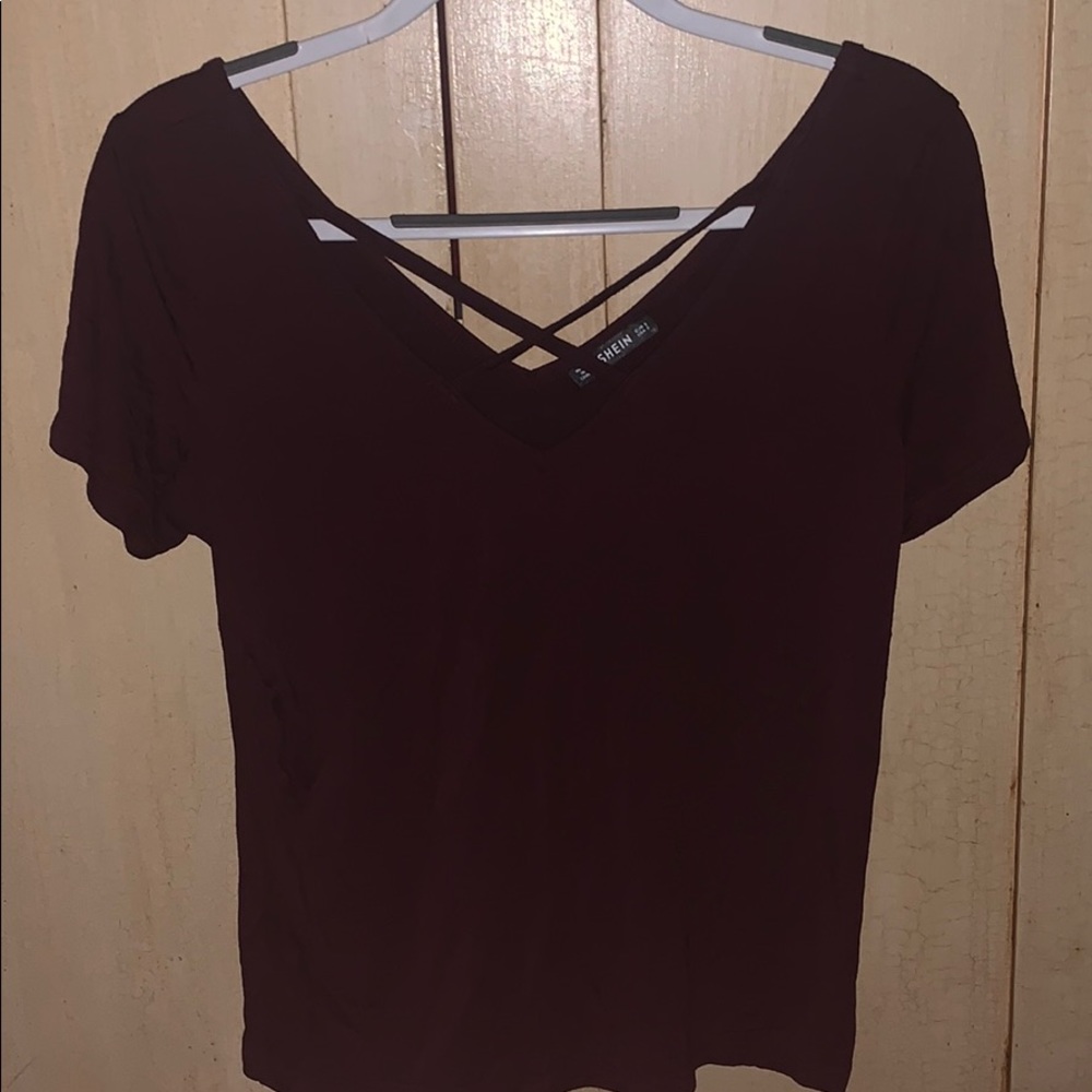 Maroon T-Shirt With Crosses